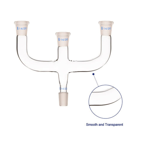 4 Way Claisen Distillation Adapter with 14/20 Joints, Connecting Adapter for Lab Supply