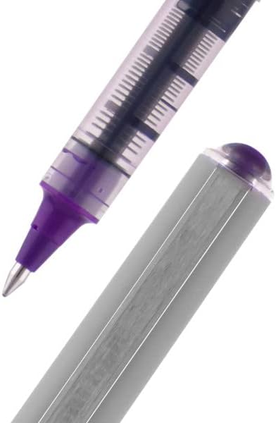 Vision Rollerball Pens Pack of 12, Violet Fine Point Pens with 0.7mm Medium Black Ink, Smooth Writing Bulk Office