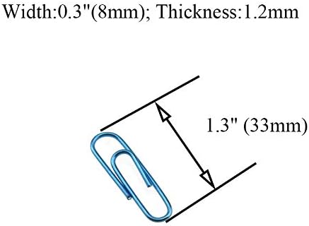 HAHIYO Paper Clips Large 1.3 inches (33mm) Length, Blue Vinyl Coated Paperclips for Organizing Home Office