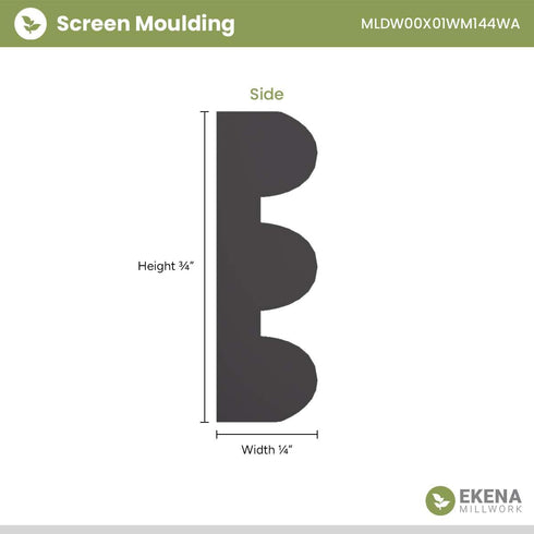 WM144 1/4"D 3/4"W 96"L, - Americraft Screen Moulding, Solid Hardwood, x x Stain Grade Walnut