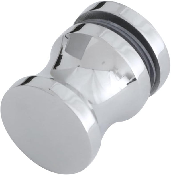 CKB Bathroom Shower Glass Round Single Sided Door Knob, Polished Steel with Solid 304 Stainless Steel Handle Pull