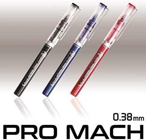Morning Glory Pro Mach Roller Ball Pen (New Upgrade Model) 0.38 mm Fine Point Tip, Black (12 pcs, 6 pcs)