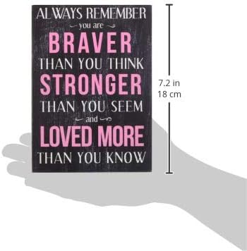 Kelli's Shop Braver Always Remember Box Sign - 7 x 5 Inches, Multicolor