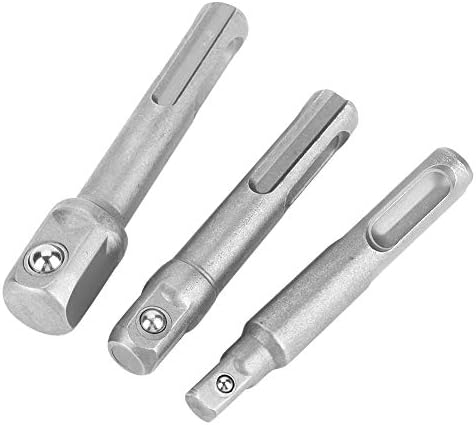 3PC Socket to Drill Adapter, SDS Plus Steel Socket Adapter, 2PC Hexagonal Extension Electric Tool Accessories