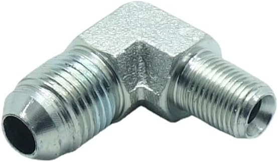 1 Piece 3/8" Male JIC (9/16"-18 Tpi) x 1/8" Male NPT Hydraulic Fitting 90° Elbow to 37° Flare Pipe Adapter