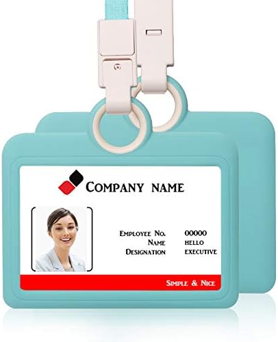 Badge Holder Silicone Horizontal ID Badge Card Holder with Lanyard Neck Strap for Business Card Offices Supplies