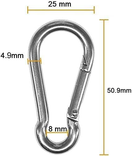 Stainless Steel Pad Eye Plate U Hooks + Snap Hook, Marine Hardware Staple Hook Loop with Screws, 4 Pack