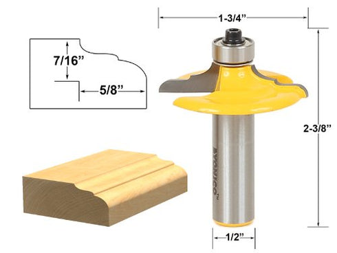 YONICO 1/2-Inch Shank Cabinet Door Edge Router Bits Classical Euro Style 12164