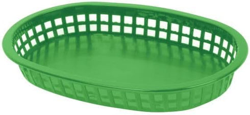 TrueCraftware 10-3/4" Set 12- - Oblong Fast Food Basket Green Plastic of Fry Fast Food Reusable Foodservice Restaurant