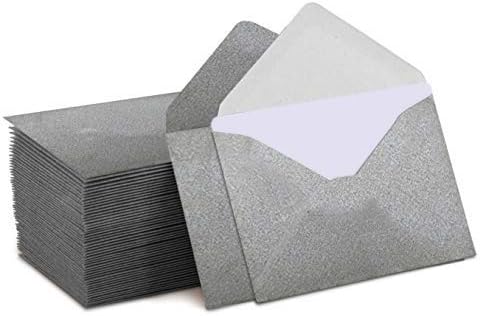 Mini Envelopes Silver 4" x 2.75" - Gift Card Envelopes, Easy-Seal Business Card Envelopes (140 Pack)