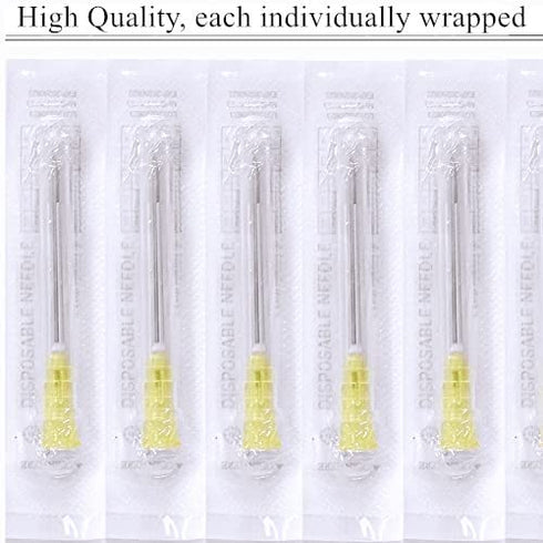 100PCS 20Ga 1Inch Syringe Needles with Cap, Individually Sealed Lab Dispensing Accessories