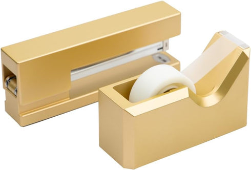 JAM PAPER Gold Office & Desk Sets - 1 Stapler & 1 Tape Dispenser - 2/Pack