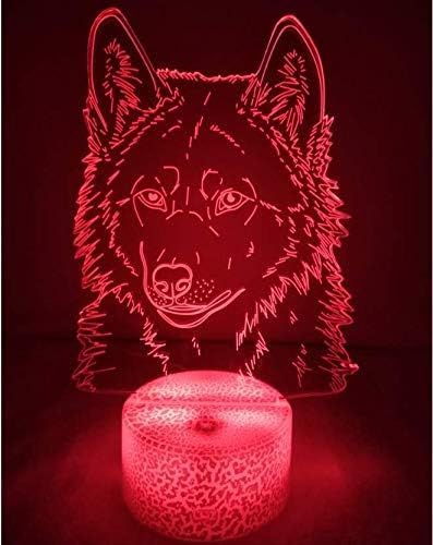 YTDZLTD 3D 16 Creative Wolf Night Light Colors Changing USB Power Remote Control Touch Switch Decor Lamp Optical