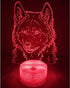 YTDZLTD 3D 16 Creative Wolf Night Light Colors Changing USB Power Remote Control Touch Switch Decor Lamp Optical