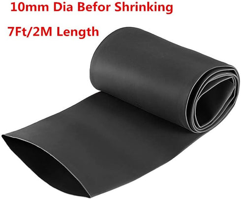 Black Polyolefin Shrink Ratio 2:1 Heat Shrinking Tube for Electric Insulation (Dia 10mm 7Ft/2M)