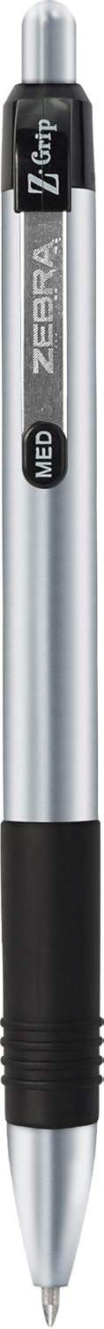 Zebra Pen Z-Grip Elite Retractable Ballpoint Pen, Metal Barrel, Medium Point 1.0mm, Black Ink, 27618, 18-Count