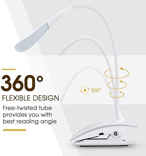 15 Dimming, Table Lamp, Clip on Table Light with Led Beads, Eye-Care Adjustable Brightness (Warm and Cool White)