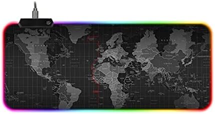 CUNKETECH 80x30 90x40cm Black,300x250x4mm) LED Light Desk Mat XXL Computer Mousepad World map Backlight Keyboard Cover