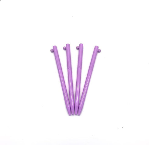 Balmy Pastel Ballpoint Pens, Purple 4Pcs, Comfortable Writing Pens, Black Ink Medium Point 0.7 mm, Cute Office Supplies