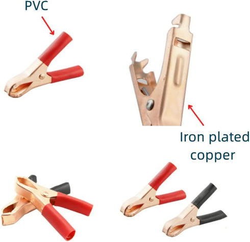Heyiarbeit 2Pcs 50A Heavy-Duty Insulated Alligator Clips, Battery Electrical Test Clips for Car, Boat
