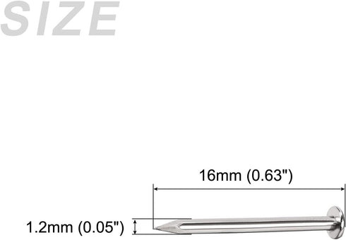 Small Nails (1.4x13mm) 500pcs, Carbon Steel Tiny Hardware Nails for Household Woodworking, Silver Tone