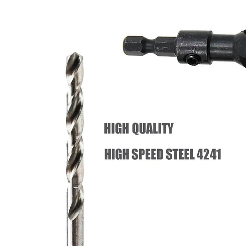 Countersink Drill Bit Set with 1/4 Hex Shank, HSS4241#6/10/13/16 Drill Bits with Hex Key Wrench - 4 PCS