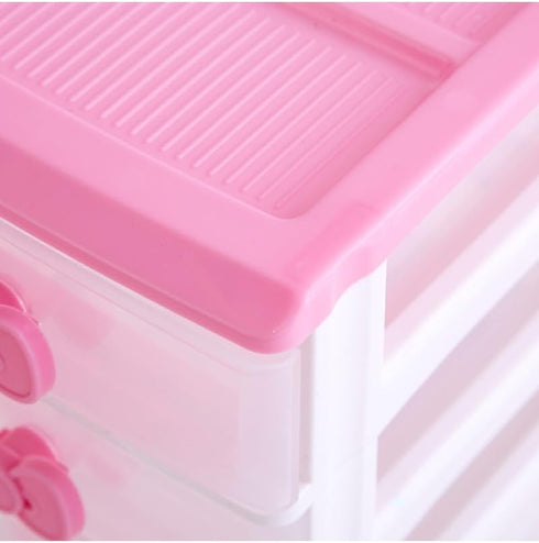 Lovely Girls Multi-layers Desktop Plastic Storage Box, Pink Cute Locker Decor Mini Drawer Organizer for Home, Office