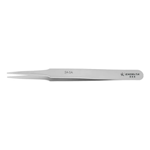 Excelta Ultra-Precision Tweezers, Professional Straight Tapered Flat Point, 4.75" Length, 0.059” Wide, Anti-Magnetic