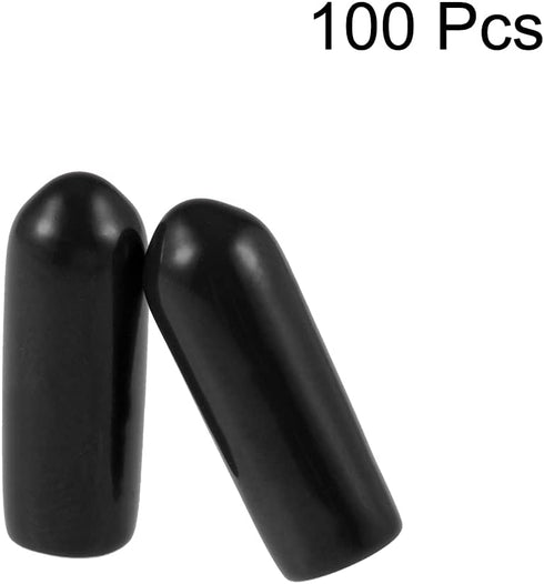 uxcell 100pcs Rubber End Caps - 3.5mm ID Vinyl Round Tube Bolt Cap Cover for Screw Thread Protectors, Black