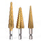 3Pcs/Set High Speed Steel Titanium Step Drill Bit Set, Impact Driver Compatible, 28 (1/8-3/4'') with Pouch
