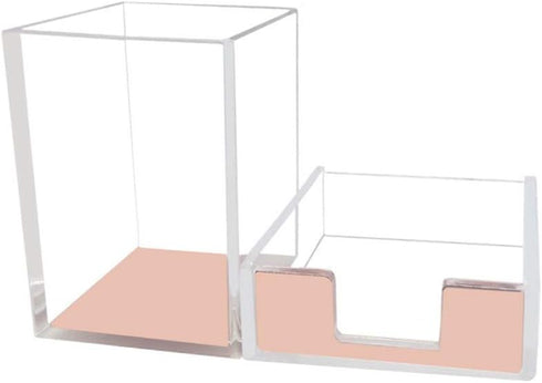 Rose Gold Memo Pad Holder Pencil Cup Set Self-Stick Notes Cube Tray