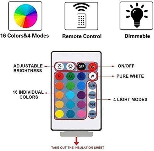 YTDZLTD 3D 16 Creative Wolf Night Light Colors Changing USB Power Remote Control Touch Switch Decor Lamp Optical