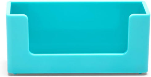 Poppin Business Card Holder - Holds 90 Cards, Easy-Access Open Front, Aqua Colorful Design