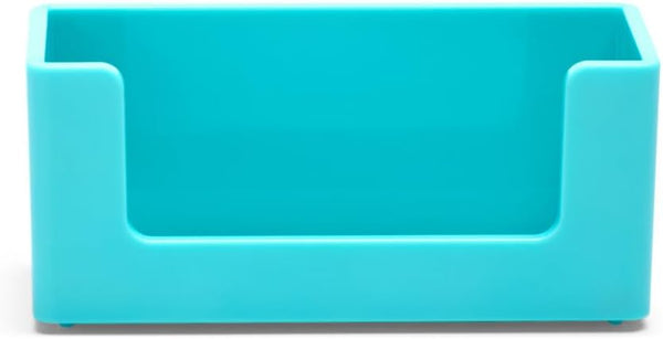Poppin Business Card Holder - Holds 90 Cards, Easy-Access Open Front, Aqua Colorful Design