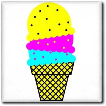 3dRose CMYK 12 Inch Cute Ice Cream Cone Vector Food Cartoon Ceramic Tile