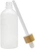 4 Pack Frosted Glass Dropper Bottles, 100ml/3.4oz Essential Oil Bottles with Eye Dropper and Bamboo Lids