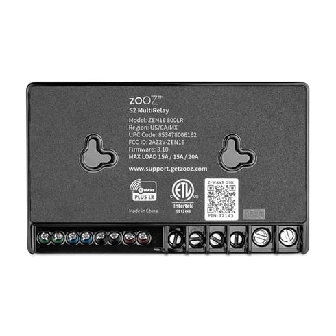 Zooz Z-Wave MultiRelay ZEN16 800LR for Garage Doors, Sprinklers, Gas Fireplace; 3 Dry Contact Relays