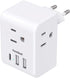 European Travel Plug Adapter with 3 Outlets, 3 USB Charging Ports (1 USB C) for Most Europe: Spain, Italy, France,