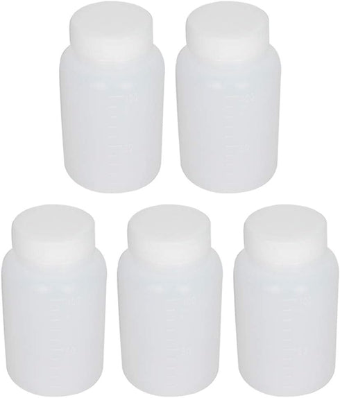 Bettomshin 5Pcs 100ml PE Plastic Bottles, Wide Mouth Lab Reagent Bottle with Graduated Scale