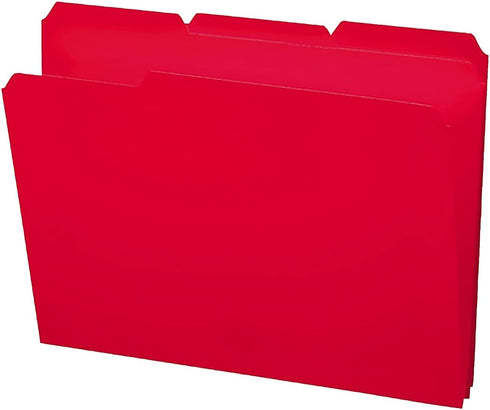 Smead Poly File Folder - 1/3-Cut Tab, Letter Size, Red - 24 per Box