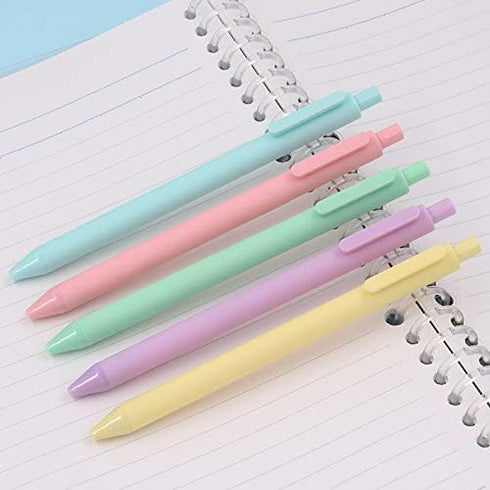Kaco Pure Retractable Gel Ink Pens, 5-Pack Macarons Color, Black Ink 0.5mm Extra Fine Point