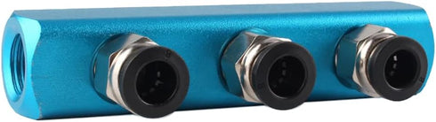 1/4" 2-Way 5 Ports Air Manifold, Aluminum Pneumatic Inline Splitter