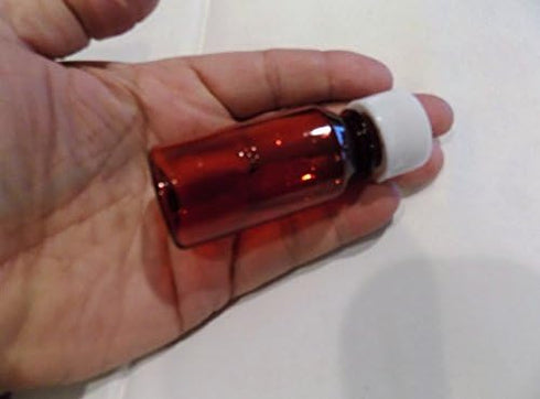 Lot of 50 Hard Side Graduated Oval 1 Ounce Plastic Amber Travel RX Medicine Bottles with Caps