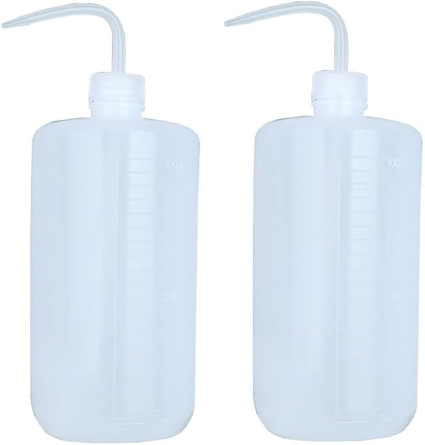 2Pcs 1000ml Plastic Wash Bottle, Narrow Mouth Tattoo Squeeze Wash Bottles for Lab Industry Tattoo Supplies