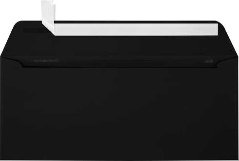 LUXPaper #10 Business Full Face Window Envelopes | Peel & Press | 4 1/8" x 9 1/2" | Midnight Black | 80lb. Text | 50 Qty by LUXPaper