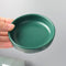 Small Ceramic Paperclip Holder for Desk, Round Push Pin Organizer, Macaron Dark Green Storage Plate