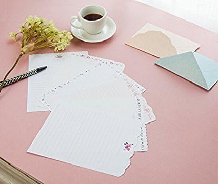 SCStyle Cute Kawaii Writing Stationery Paper with 16 Envelopes, 32 Letter Papers (7.1x5.2 inch)