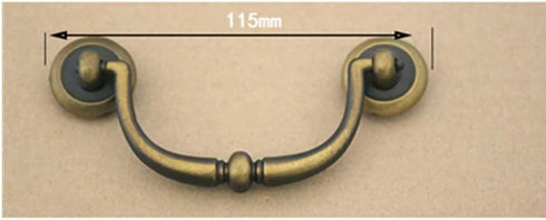 HAOWwW Closet 90mm (NO.60) Drawer Pulls Double Hole Yellow Antique Brass Color Antique Small Hanging Pull Cabinet Door