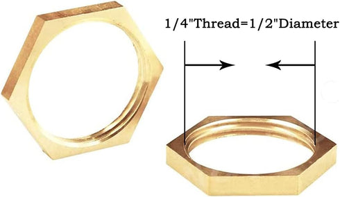 Joywayus 1/4" (Pack 10) Female Thread Brass Pipe Fitting Hex Lock Nut For Plumbing fixed