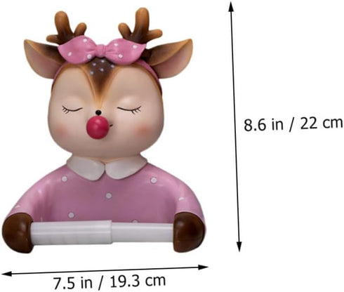 TOMETURE Lovely Wall-Mounted Toilet Paper Holder, Cute Cartoon Reindeer Roll Tissue Rack, Decorative Bathroom Storage